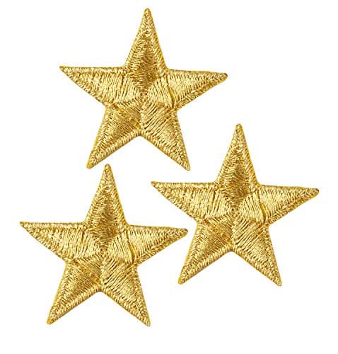 Simplicity Gold Star Applique Clothing Iron On Patch 3Pc 125" X 125"
