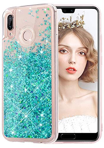 wlooo Phone Case for Huawei P20 Lite, p20 lite case, huawei p20 lite cover, p20 lite phone case, Glitter Liquid Quicksand Slim Girls Flowing Soft TPU Bumper Silicone Cover