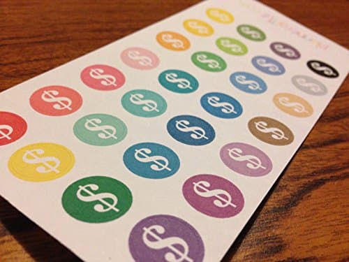Planner Glitz 4 Sheets Decorative Planner Stickers - Money Sign - Circles, Green or Multicolored (Multicolored)
