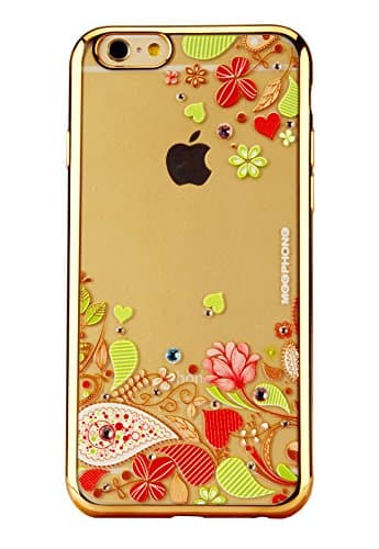 Iphone 6s 6 Case,soft Flexible TPU Electroplate Transparent Bling Flower Crystal Rhinestone Diamond Skin Scratch-proof Protective Case for Apple 4.7 Inch (Love Flowers)