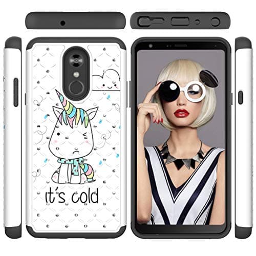 LG Stylo 4 Case 2018 [Soft TPU Skin + Hard PC Shell} Luxury Diamonds Two Layer Protective Cover Shock Absorption Bumper Anti-Scratch Shell Skin for LG Stylo 4 / LG Q Stylus by Edauto (Unicorn)