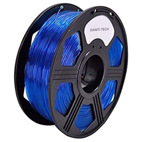 DANITI TECH 3D Flexible TPU Filament , 1.75mm Dimensional Accuracy +/- 0.05mm, 0.8 KG/1.8LB Spool-- (transparent blue)