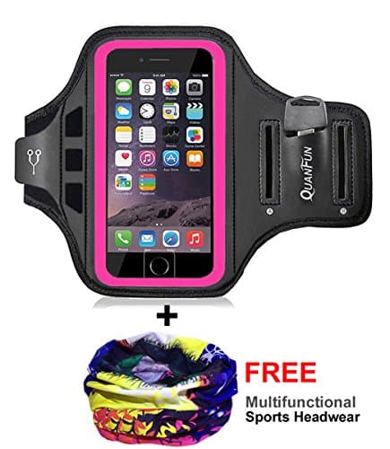 Phone Armband for iPhone 6 7 8 Plus X XS XR XSMax, Waterproof Running Sports Armbands with Extra Extension Strap Holder for Galaxy S9 S8 S7 S6 Plus, fits 4.7” to 6.5” Cell Phones - Black / Rosy Pink
