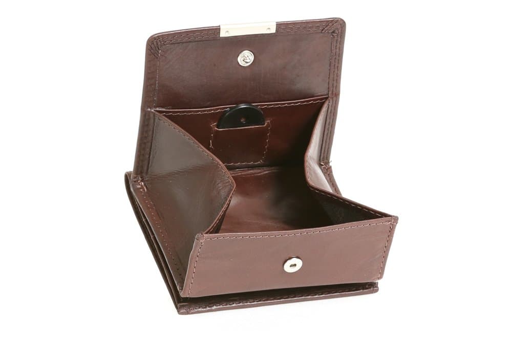 Small Leather Boxed Style wallet with large coin compartment LEAS, Genuine leather, brown - ''LEAS Special Edition''