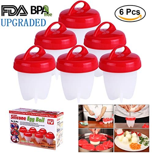 Boiled Egg Cooker Soft &amp; Hard Boiled Eggs Maker As Seen on TV 6 Pcs Poached Boiled Eggs Steamer by POAO, Non Stick Silicone Egg Maker, No Shell, BPA Free