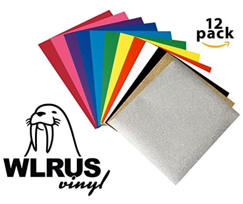 Premium Heat Transfer Vinyl - 12 Sheets 12" X 10" Multicolor: Great for Cricut, Silhouette Cameo. Bonus 2 Glitter-Great Starter Pack