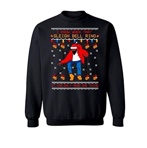 Lion Tees I Know When That Sleighbell Ring Hotline Bling Funny Ugly Christmas Crew Neck Sweatshirt - X - Large (Black)
