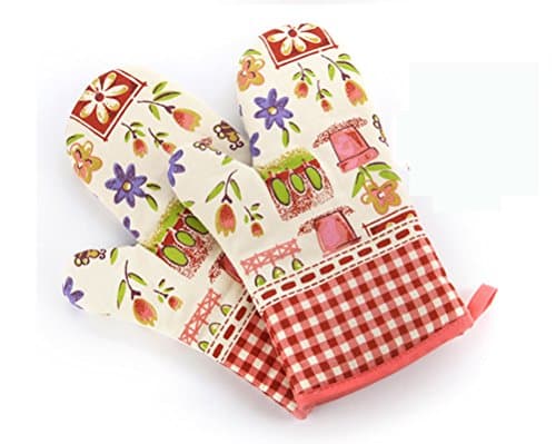 Glove Microwave BBQ Cotton Solid Color Baking Pot Mitts Cooking Kitchen Mittens(One Piece)