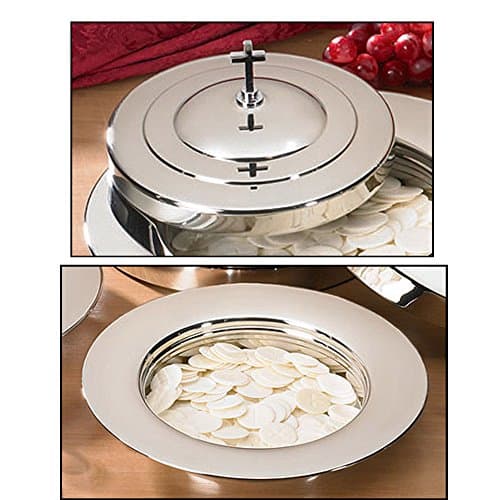 Silver Finish Bread Plate & Cover With Cross Top