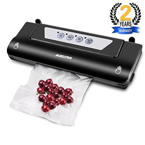 Vacuum Sealer, AUKUYEE Automatic 4-in-1 vacuum Sealer Machine Starter Kit & Cutter, Vacuum Sealing System for Food Preservation & Storage, Dry & Wet Food Modes, LED Indicator Lights, (Black)