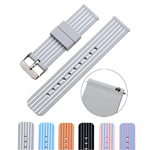 Cumeou 18mm Silicone Replacement Quick Release Watch Band Strap with Adjustable Metal Buckle for Huawei Watch/LG Watch Style/Withings Activite/Steel HR 36mm