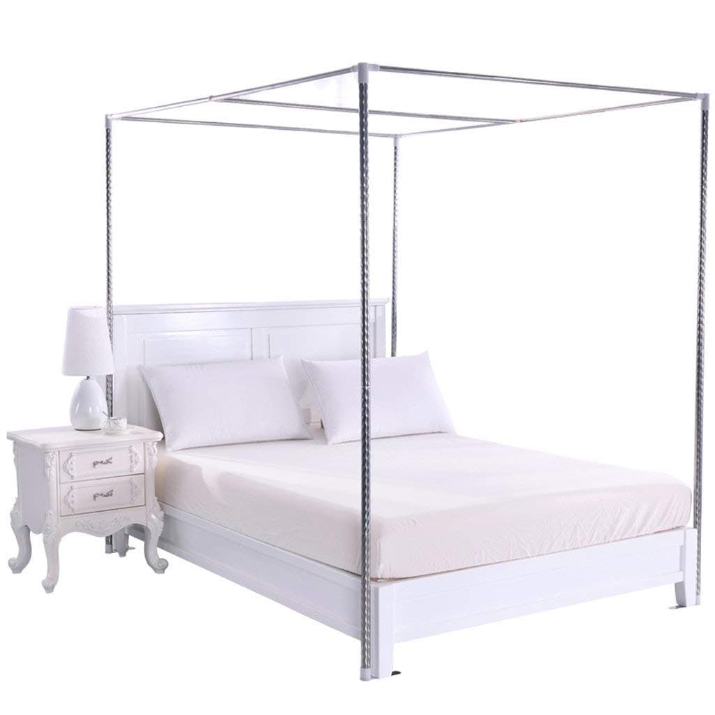 DUXY Mosquito Netting Bracket Four Corner Bed, 4 Corner Stainless Steel Bedding Canopy Frame Post Fit for Twin/Full/Queen/California King/King Size Metal Bed,Full,25mm