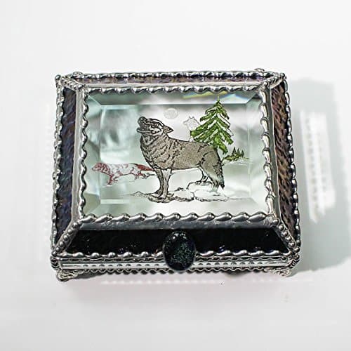 Wolf, Canine, Treasure Box, stained glass box, stained glass, display box, jewelry box, , souvenir, mystic