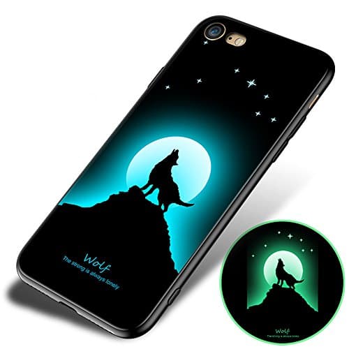 iPhone 7 Case, iPhone 8 Case, Slim Black Illuminated Case Shockproof - Protection Anti - Scratch Resistant Absorption Bumper Cover Case for Apple iPhone 7 (2016) / iPhone 8 (2017) (Wolf)