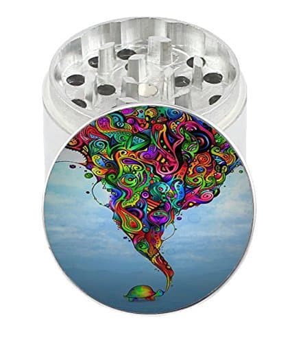 Cosmic Turtle - 2.0" 4 Layer Aluminum Herb Spice Grinder (with Pollen Screen) - Top Covered with Clear Doming