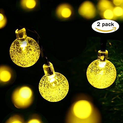 Mrupoo Christmas Solar Globe String Lights 30 LED 21ft 8 Modes Crystal Ball Waterproof Light for Outdoor, Indoor, Thanksgiving, Patio, Garden, Party, Home, Xmas Tree Decorations (Warm white-2 packs)