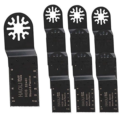 HAOLI 10-Pack Mix Oscillating Multitool Saw Blades Fit Fein Porter Cable Bosch Dremel Craftsman Ridgid Ryobi Makita Milwaukee Rockwell Wood End Cut Saw Blade (HL321C-10)