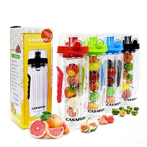 32oz Infuser Water Bottles - Featuring a Full Length Infusion Rod, Flip Top Lid, Dual Hand Grips, Ideal for Your Office and Home(Red)