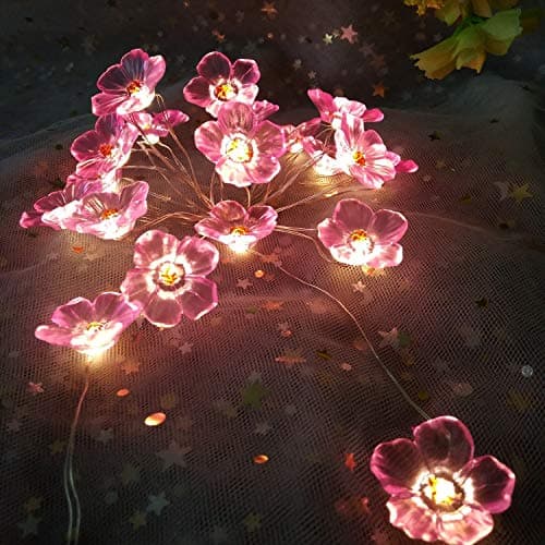 Flower String Lights Pink Cherry Blossom led for Room Bedroom Dorm Apartment Wall Table centerpieces Tree Camping Wedding Luces Christmas Xmas Centrepiece Decoration Battery Powered