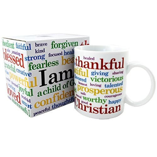 The I AM Declaration Christian Coffee Mug - 11 oz, Ceramic, BPA Free, FDA Approved, Dishwasher Safe, Microwave Safe, Beautiful Gift Box, Great Faith Based Gift for Family, Friends or Personal Use