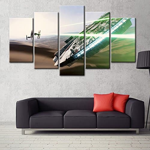 5 panel canvas art wall framed paintings Modern Art print star Wars Movie Poster Printed on canvas30x50x2 30x70x2 30x80x1(CM)^^^No frame^^^beige
