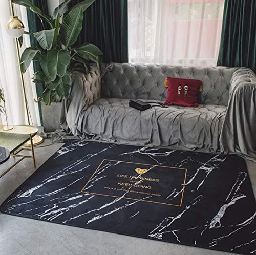 Ayhuir Modern black Marble pattern Thick Floor Long Carpet Soft Touch Rugs-190x230cm
