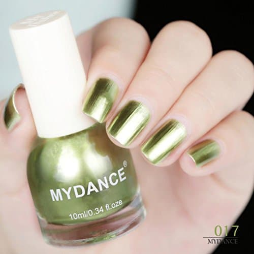 Quartly 10ml Flow Gold Mirror Chrome Effect Nail Polish Foil Nails Art Glitter Nail Beauty (O)