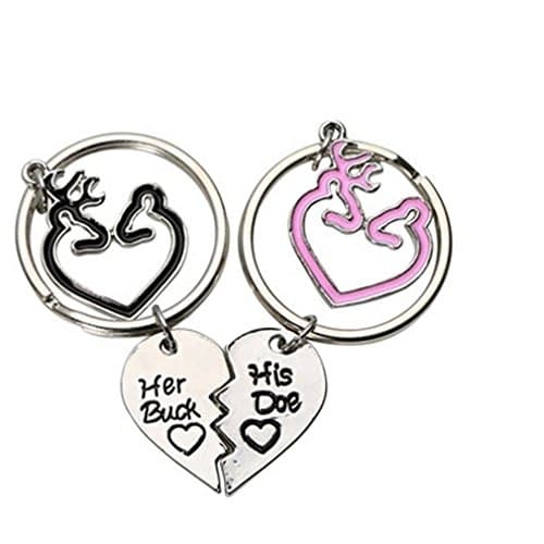 SAYLAVE 2PCS/Set Key Chain Heart Shape Couple's Keychain Valentines Gift BlackPink