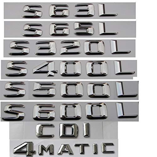 Chrome Trunk Letters Badge Emblem Emblems S55 S63 AMG S400L S500 S500L S600L S320L V8 BITURBO 4MATIC HYBRID(S63)