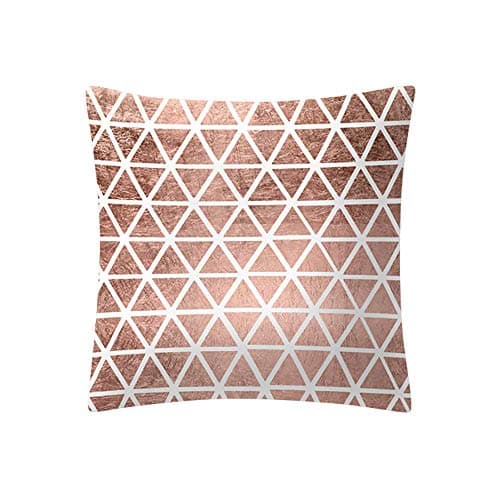 Kinlene Pillow Case,Rose Gold Pink Cushion Cover Square Pillowcase Home Decoratio Hidden Zipper Closure