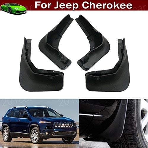 Black 4Pcs Front and Rear Car Mud Flaps Splash Guard Fender Mud Guards Mudguard Mudflaps for Cherokee 2013 2014 2015 2016 2017 2018 2019 2020 xtrxtrdsf