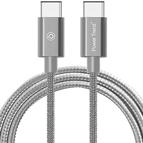 Power Trend 2M 6.6FT Nylon Braided Type C to Type C 3.1 USB Data Transfer Cable Charging Cord 5Gbps for MacBook PD Power Delivery and Nintendo Switch (Space Gray)