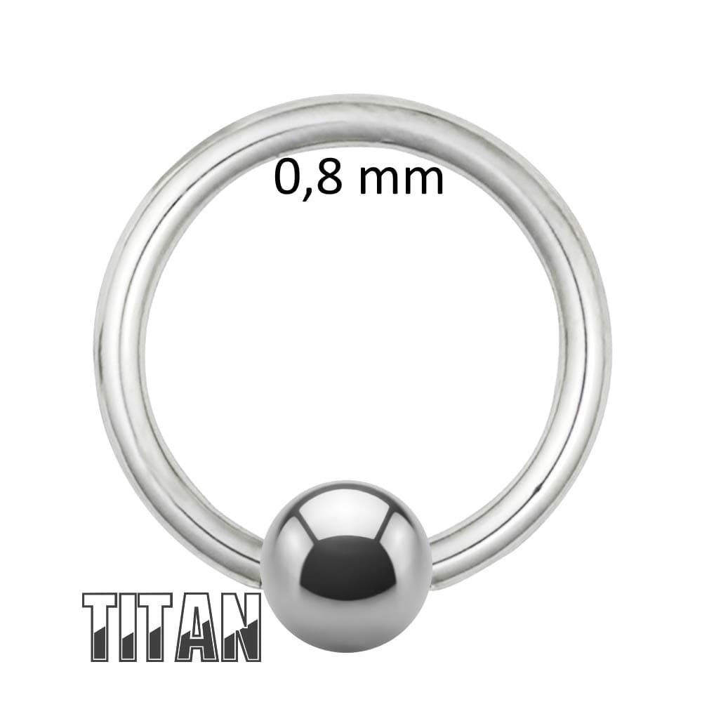 Premium 0.8 mm Titanium Ball Closure Ring – 3 Sizes (Silver) – Clamping Ring Piercing made of titanium ball closure ring
