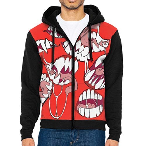Red Goblin's Mouth Full-Zip Hoodie Lightweight Pullovers Hooded Active Sweatshirts Hoodies