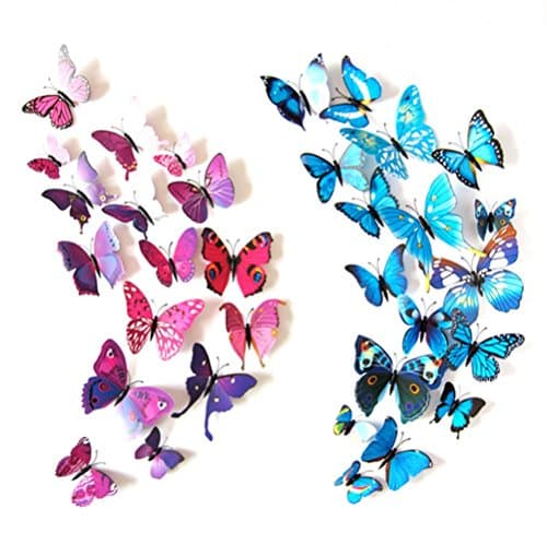 BRIC 12 Pack Simulation Butterfly Color 3D Wall Sticker