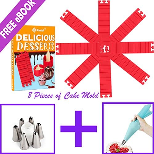 Best Silicone Cake Mold Magic Bake Snake and Cake Decorating Tips Combo, DIY Baking Mould Tool Design Your Pastry Dessert with Any Pan Shape, Nonstick Flexible Reusable Easy to Use (8+ decorate kits)