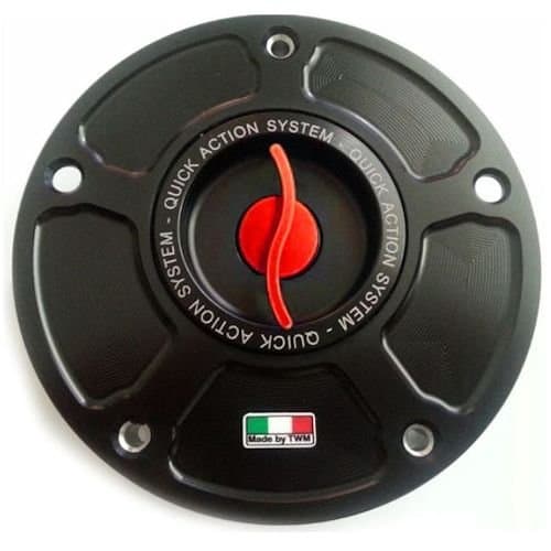 TWM Quick Action CNC Billet Fuel Gas Cap with Red Handle fits Honda CBR 1000 RR 2014-2016