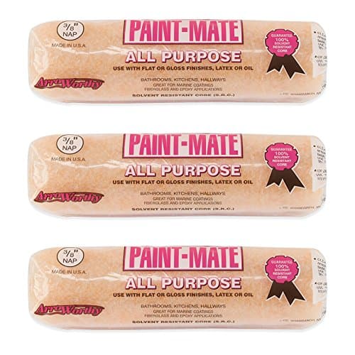 3pc Arroworthy Paint-Mate 3/8" Nap Semi-Smooth All Purpose Roller Covers - Made in The USA