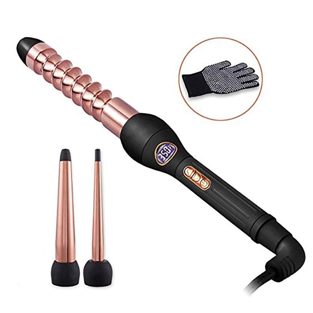 Curling iron, LCD display Curling Tongs with 3 Interchangeable Barrels