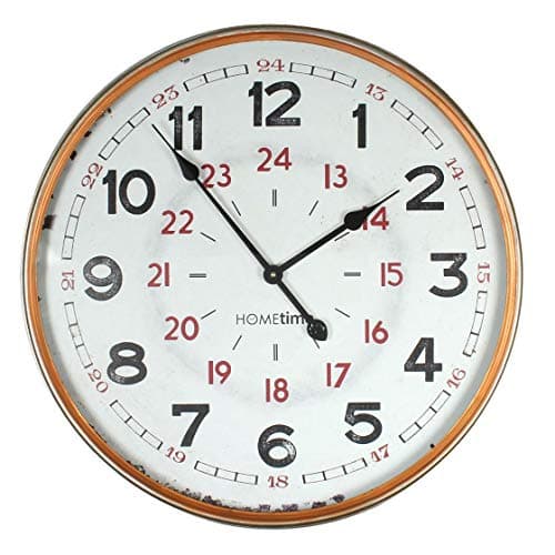 Large 60cm Bronze Finished Cased Shabby Chic Aged Look Bold Classic 24 hour Dial Quartz Wall Clock