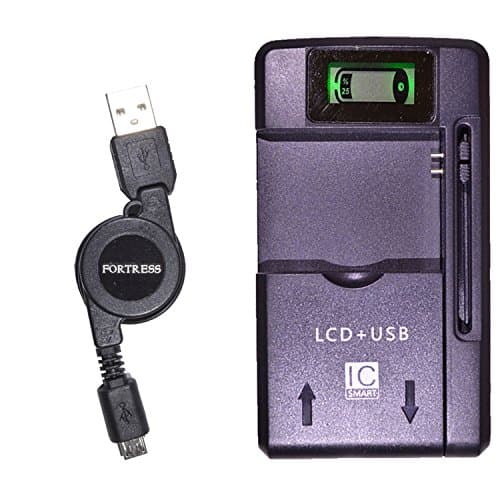 Compact Universal USB Wall Travel Spare Battery Charger with LCD Indicator Screen for Samsung Galaxy Avant SM-G386T G386t 386t 386 Fortress Brand