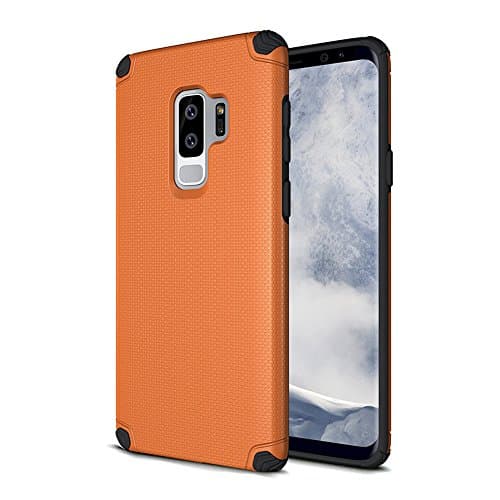 Galaxy S9 Plus Case, ClarksZone Slim Soft Silicone TPU Edge+PC Hard Back Anti-Shock&amp;Skid-proof High Impact Resistant Protective Cover Case for Samsung Galaxy S9+ Plus 6.2 inch- Orange