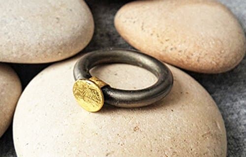 Titanium ring women , designer, minimalist gold ring, dark, tube , stackable , contemporary dainty gold ring