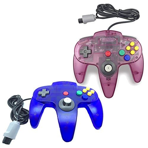 Pomilan Classic Retro Wired Controllers For N64 (Clear Blue and Clear Purple)