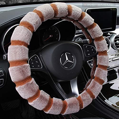 Rayauto New 15" 38cm Winter Leopard Tiger Imitation Animal Ring Plush Car Steering Wheel Covers Grip