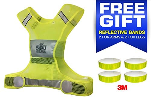 Reflective Vest Set with Zippered Pocket and 3-M Armbands 6-Pc and Bag. Perfect for Safety Cycling, Biking, Running, Jogging, Dog Walking. Premium Quality (Small/Medium).