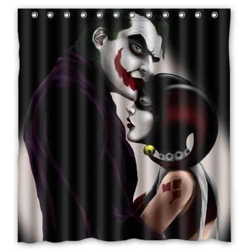 Hello DC Comics Joker Harley Quinn Custom Design100% waterproof polyester Shower Curtain Rings Included66 inches by WallisellenF