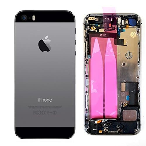New Apple iPhone 5S Gray/Black Color Full Assembled Housing with Back Logo Cover Mid Frame Replacement Posterior with Small Parts Installed