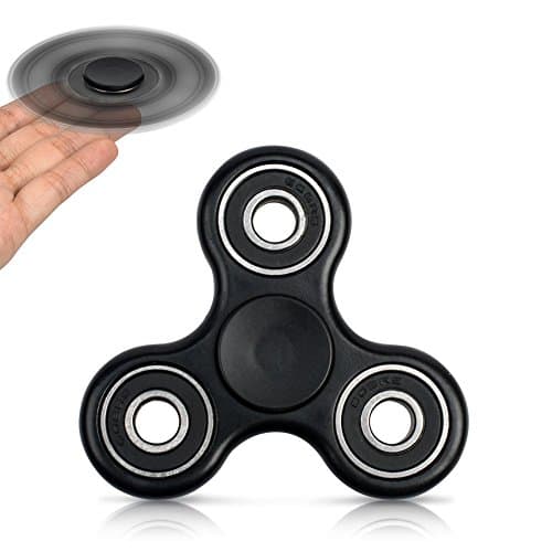 FridayFun Tri-Spinner Fidget EDC ADHD Focus Toy With Smaller Friction and Longer rotation, Great for Anxiety Relief &amp; Deep Thought (black)