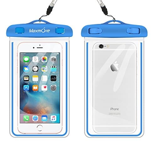 MaxMore Waterproof Cell Phone Dry Bag Case for Apple iPhone 6, 6 plus, 5S 5C 5 4S, Samsung Galaxy S6, S5, Galaxy Note 4 3, Windows, HTC LG Sony Nokia Motorola (Blue)
